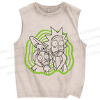 Unisex Rick And Morty Printed Washed Tank Top