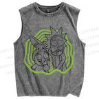 Unisex Rick And Morty Printed Washed Tank Top
