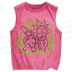 Unisex Rick And Morty Printed Washed Tank Top
