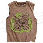 Unisex Rick And Morty Printed Washed Tank Top