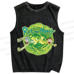 Unisex Rick And Morty Printed Washed Tank Top