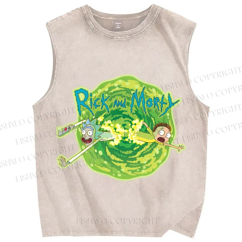 Unisex Rick And Morty Printed Washed Tank Top