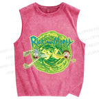 Unisex Rick And Morty Printed Washed Tank Top
