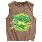 Unisex Rick And Morty Printed Washed Tank Top