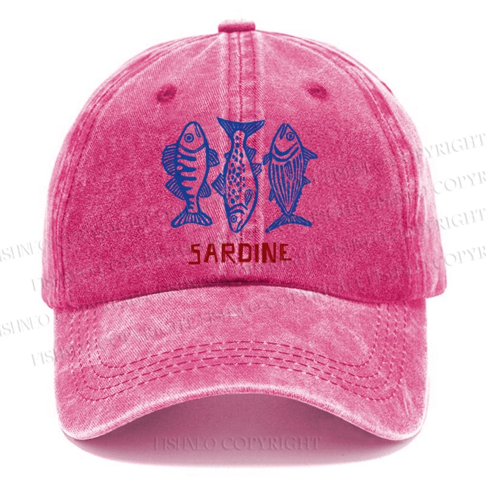 Unisex Sardine Vintage Casual Washed Cap