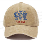 Unisex Sardine Vintage Casual Washed Cap