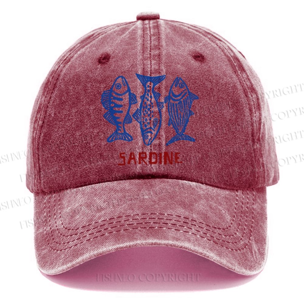 Unisex Sardine Vintage Casual Washed Cap