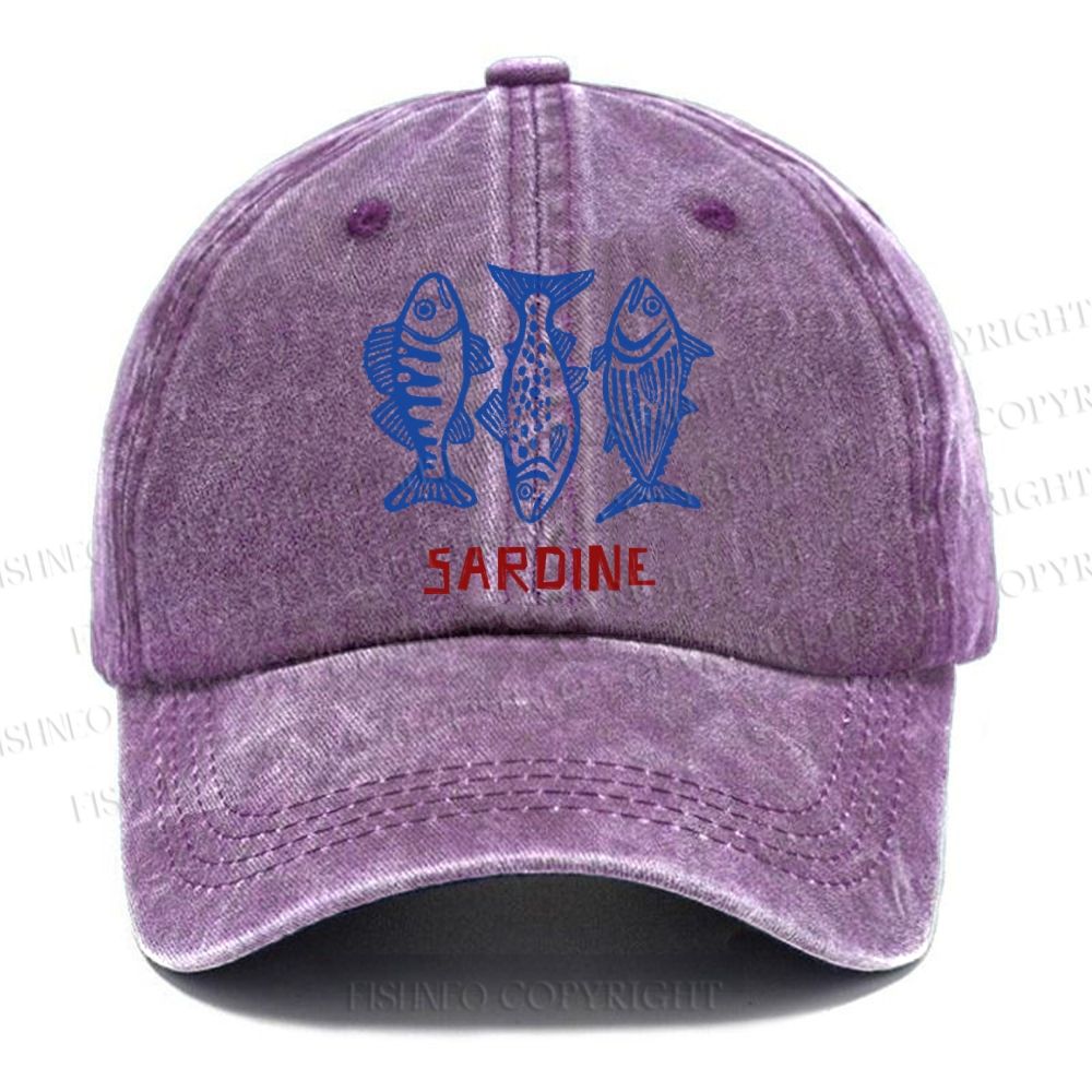 Unisex Sardine Vintage Casual Washed Cap