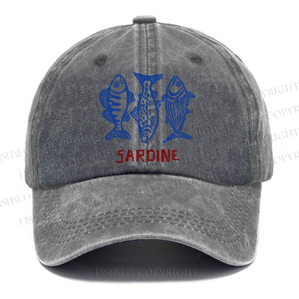 Unisex Sardine Vintage Casual Washed Cap