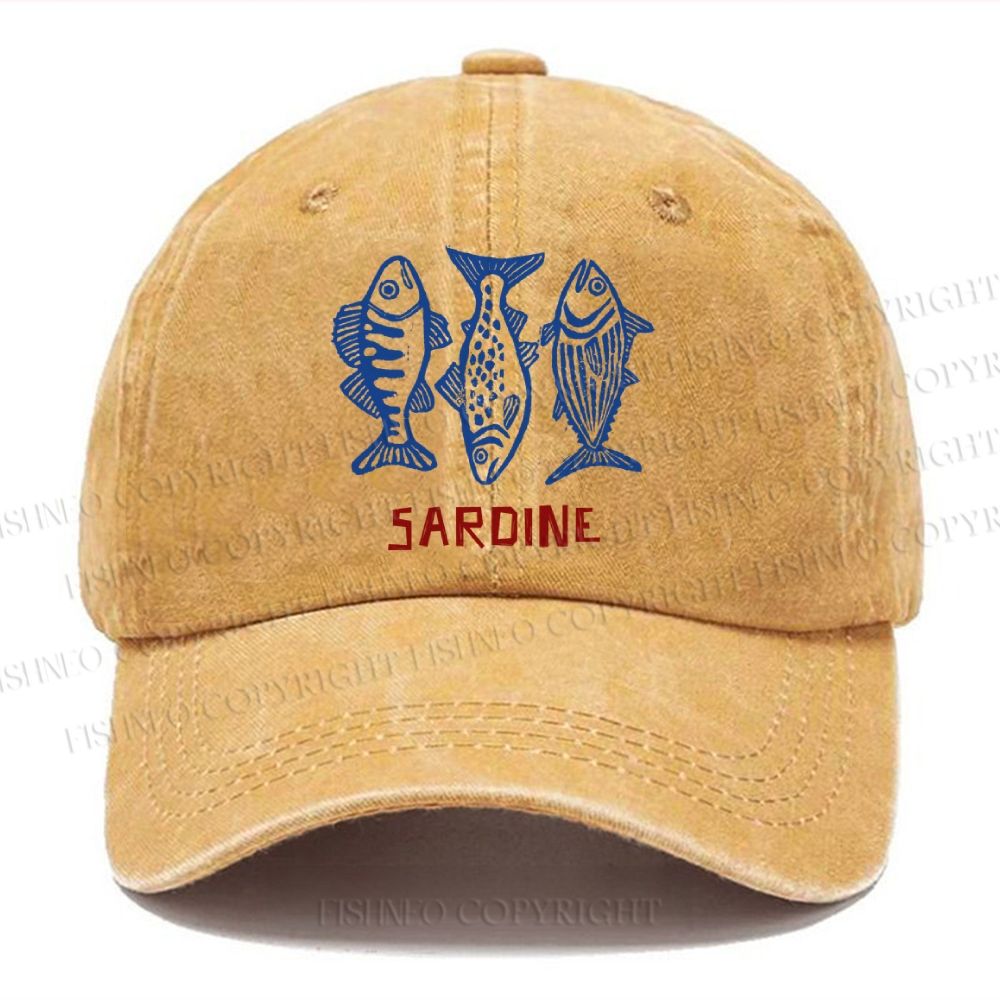 Unisex Sardine Vintage Casual Washed Cap