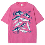 Unisex Sardines Printed Washed Tee