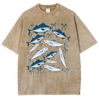 Unisex Sardines Printed Washed Tee