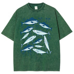 Unisex Sardines Printed Washed Tee