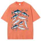 Unisex Sardines Printed Washed Tee