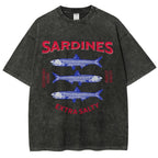 Unisex Sardines Printed Washed Tee