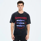 Unisex Sardines Printed Washed Tee