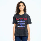 Unisex Sardines Printed Washed Tee