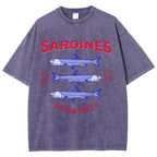 Unisex Sardines Printed Washed Tee