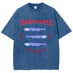 Unisex Sardines Printed Washed Tee