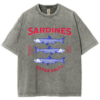 Unisex Sardines Printed Washed Tee