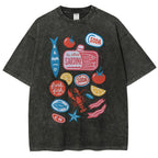 Unisex Sardines Printed Washed Tee