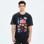 Unisex Sardines Printed Washed Tee