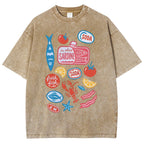 Unisex Sardines Printed Washed Tee