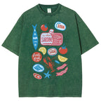 Unisex Sardines Printed Washed Tee
