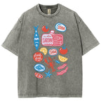 Unisex Sardines Printed Washed Tee
