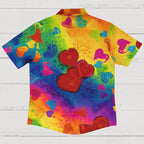 Men's Shirt Collar Resort Rainbow Heart Printed  Short Sleeve Shirt