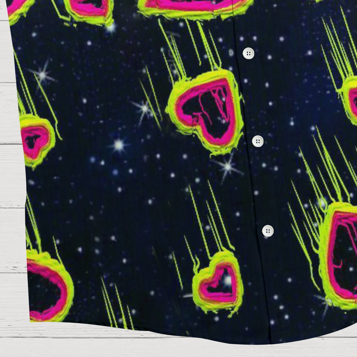 Men's Shirt Collar Resort Artistic Shooting Star Heart Printed Short Sleeve Shirt