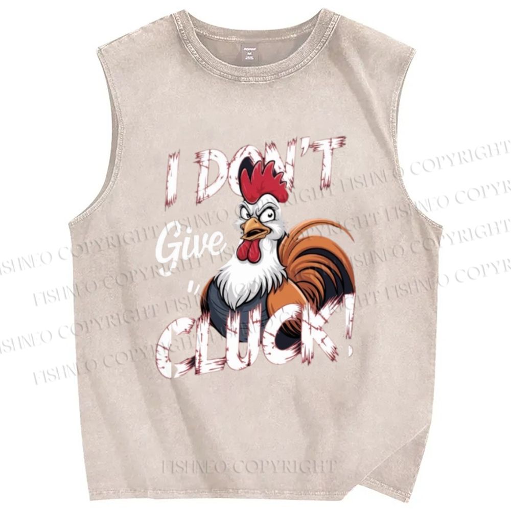 Unisex I Don't Give CLUCK Chicken Printed Washed Tank Top