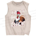Unisex I Don't Give CLUCK Chicken Printed Washed Tank Top