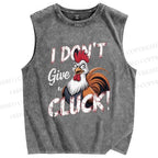 Unisex I Don't Give CLUCK Chicken Printed Washed Tank Top
