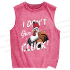 Unisex I Don't Give CLUCK Chicken Printed Washed Tank Top