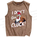 Unisex I Don't Give CLUCK Chicken Printed Washed Tank Top