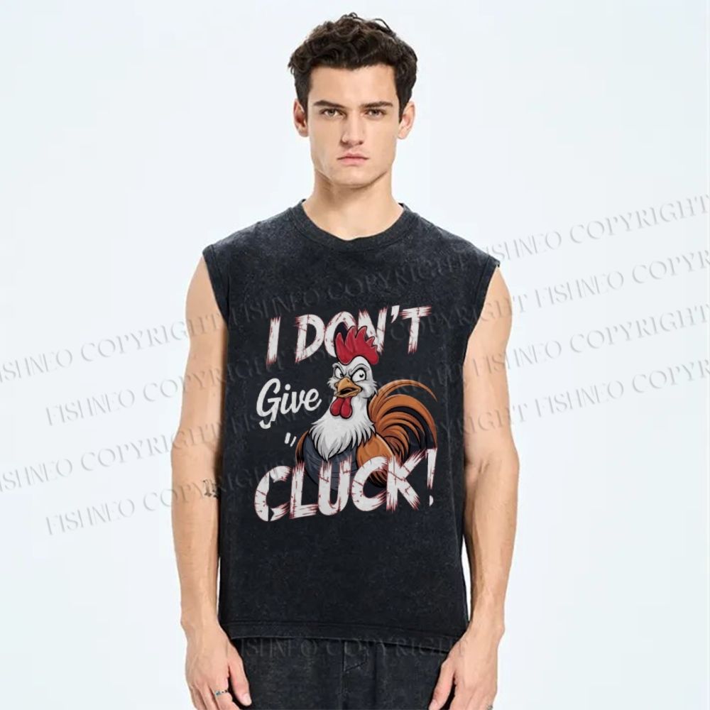 Unisex I Don't Give CLUCK Chicken Printed Washed Tank Top
