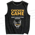 Unisex Chicken Game Funny Vintage Washed Tank Top
