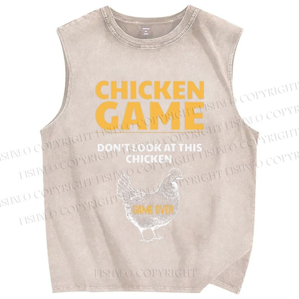 Unisex Chicken Game Funny Vintage Washed Tank Top