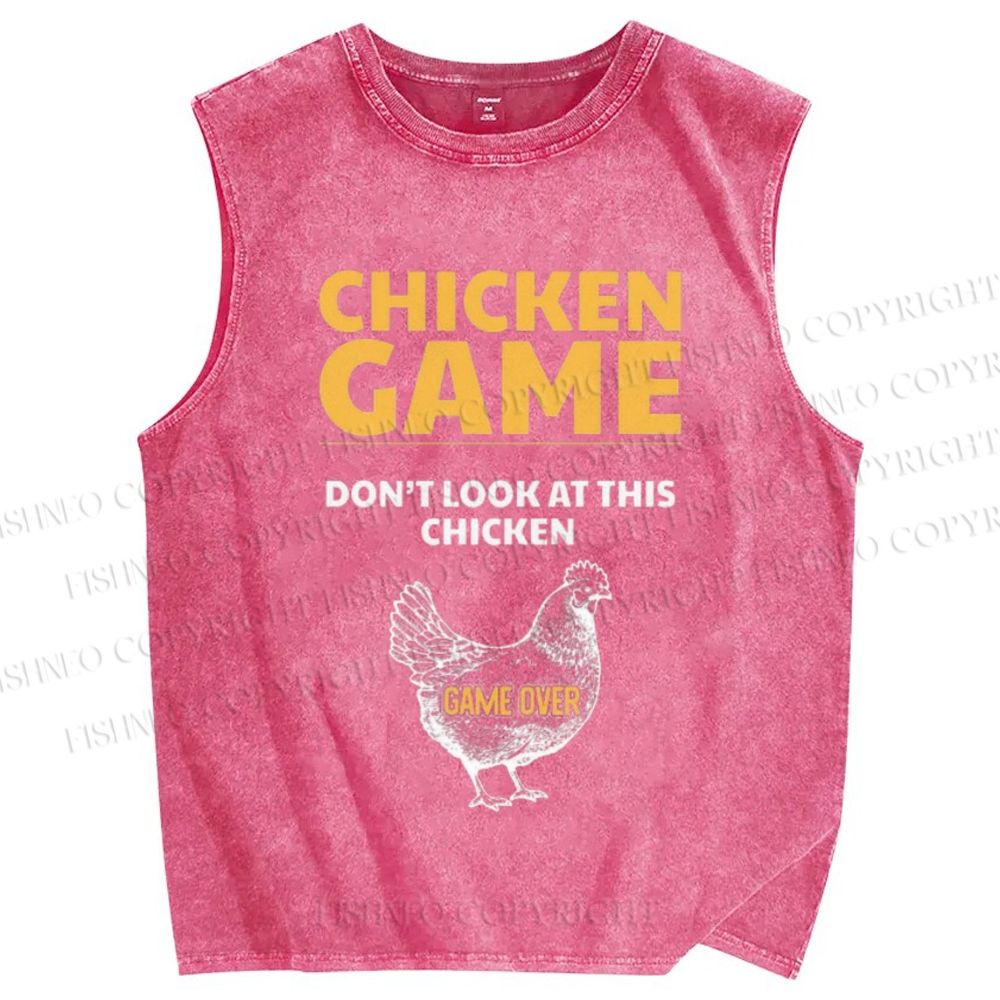 Unisex Chicken Game Funny Vintage Washed Tank Top