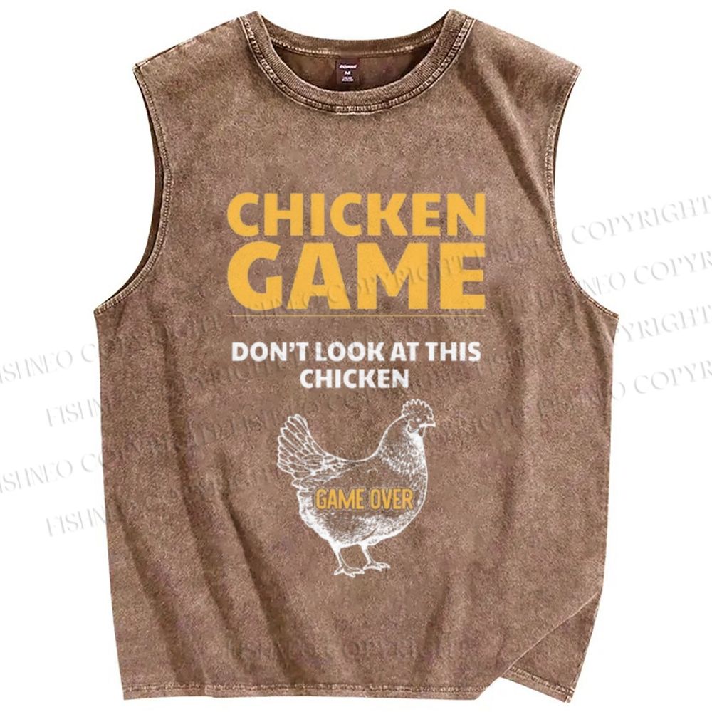 Unisex Chicken Game Funny Vintage Washed Tank Top