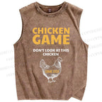 Unisex Chicken Game Funny Vintage Washed Tank Top