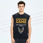 Unisex Chicken Game Funny Vintage Washed Tank Top