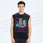 Unisex Wants To Be A Cat Printed Washed Tank Top