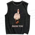 Unisex Duck You Printed Washed Tank Top