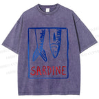 Unisex Vintage Sardine Fish In Box Printed Washed Tee