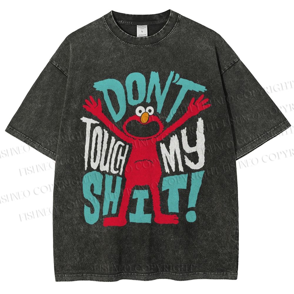 Unisex Sesame Street Don't Touch My Shit Printed Washed Tee