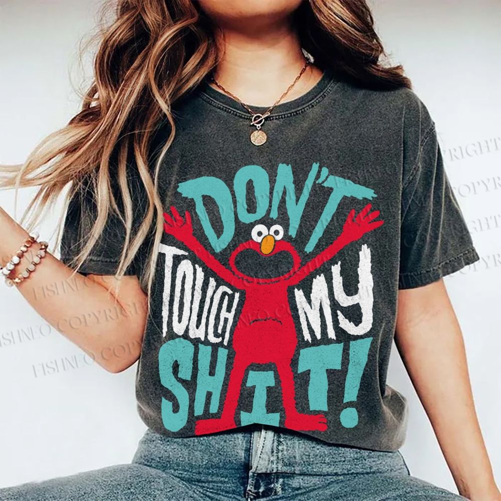 Unisex Sesame Street Don't Touch My Shit Printed Washed Tee
