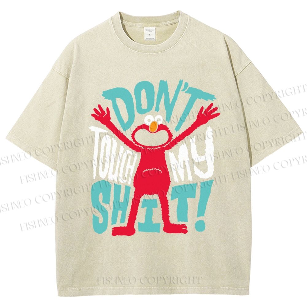 Unisex Sesame Street Don't Touch My Shit Printed Washed Tee