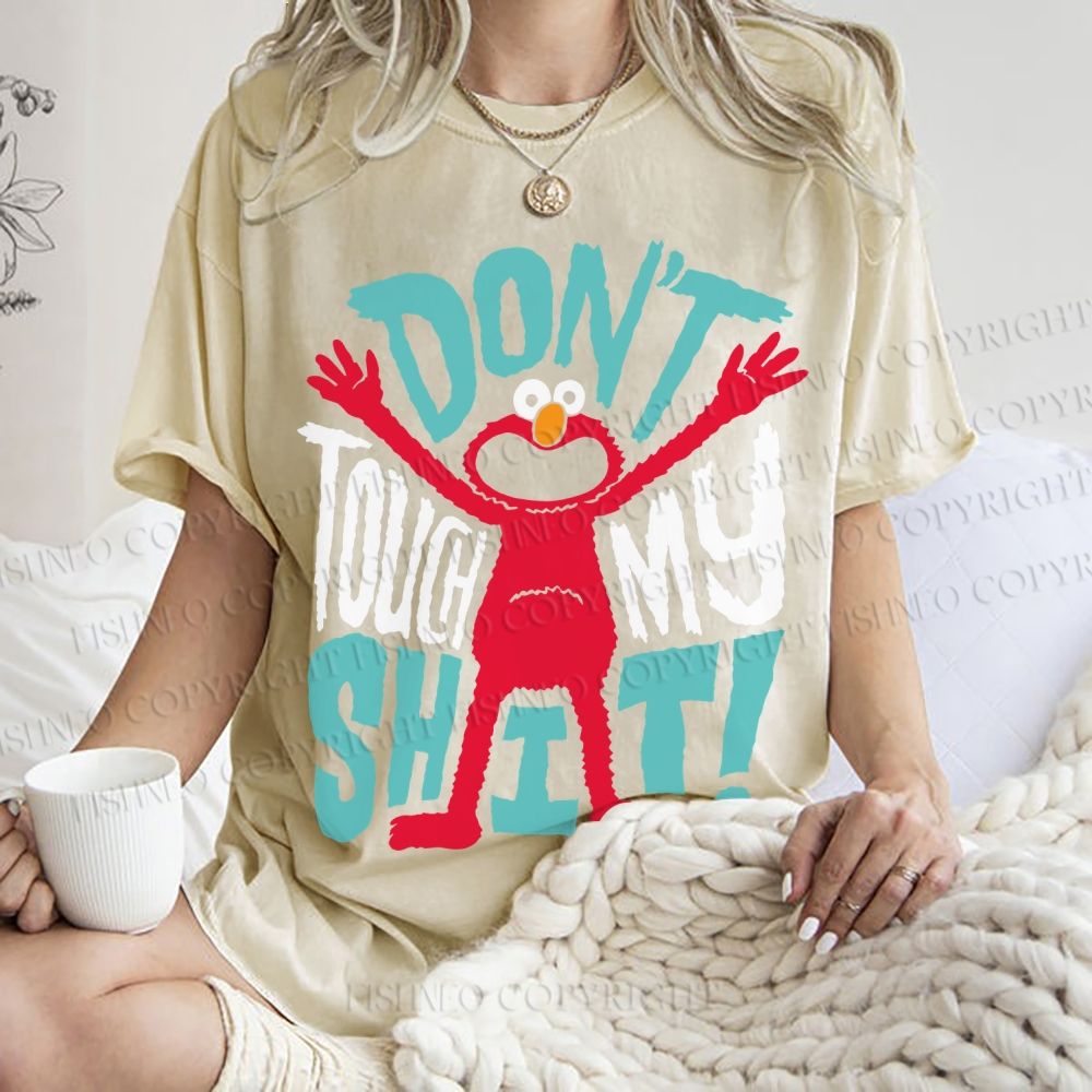Unisex Sesame Street Don't Touch My Shit Printed Washed Tee
